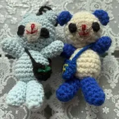 編みぐるみ　ハンドメイド　くま　パンダ　毛糸　手作り　セット　カバン　ストラップ