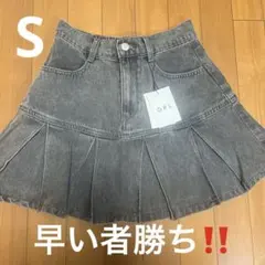 プリーツ切替デニムミニスカート［Cu552］