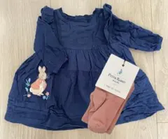 【おまけ付】ピーターラビット 長袖 ワンピース 60cm ベビー服 タイツ