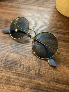 レイバン ジャジョ ブルーレンズ ゴールドフレーム ラウンドサングラス