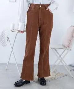 WEGO/コーデュロイフリンジフレアパンツ ブラウンMサイズ　レディース