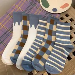 【3足セット】靴下　ユニセックス　ブルーソックス