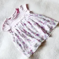 anyFAM ピンク 花柄 140 ワンピース ドッキング風