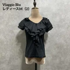 00s Viaggio Blu フリルデザイン 半袖カットソー 黒 日本製　Mのサムネイル