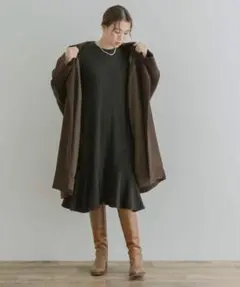 アーバンリサーチ FbyRS ふっくら袖裾フレア ニットロングワンピース 38