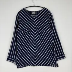 eur3 エウルキューブ ネイビー×ホワイト ストライプ 長袖シャツ