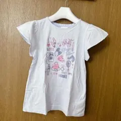 メゾピアノ Tシャツブルー 肩フリルv￼のサムネイル