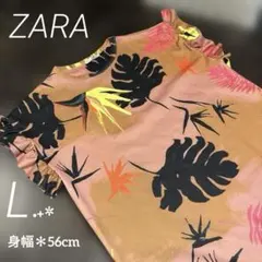 ZARA ＊ フリル袖チュニック ＊ リーフ柄 ＊ ミニワンピ ＊ Lのサムネイル