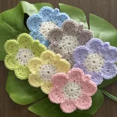 お花のアクリルたわし　パステル　6枚