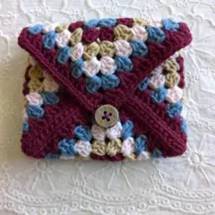 ハンドメイド　グラニースクエアポーチ