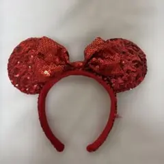 ミニーマウス 赤スパンコールカチューシャ