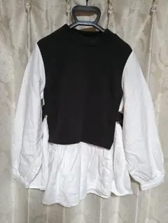 ♡美品♡長袖トップス 黒白　Мサイズ　チュニック