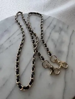 シャネルレザー編みチェーン ショルダー112cm