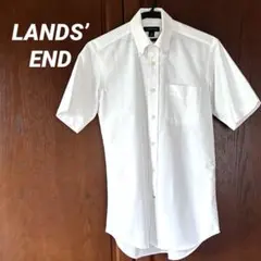 ①LANDS’ END ボタンダウンシャツ　ワイシャツ　半袖　白　サイズ38のサムネイル