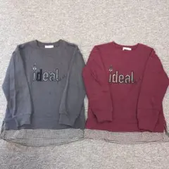 130 スラップスリップ 長袖 トレーナー グレー ワインレッド レイヤード風