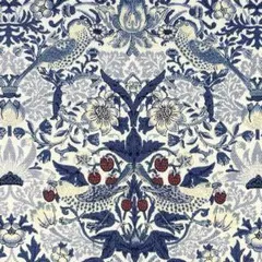 V&A モリス 苺泥棒　ブルー系　コットン　オックス　生地　ハギレ