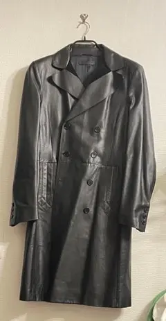 BOTTEGA VENETA ステンカラーコート ブラック BOTTEGA VENETA レザー切替ステンカラーコート BOTTEGA VENETA