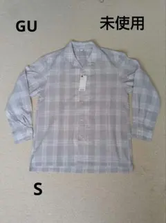 GU テクスチャーオープンカラーチェックシャツ　S