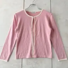 BARONNE TRICOT バイカラー パイピング ニットカーディガンMピンク
