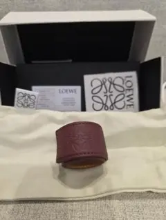 極美品✨️保存箱袋 LOEWE アナグラム レザー ブレスレット ブラウン 