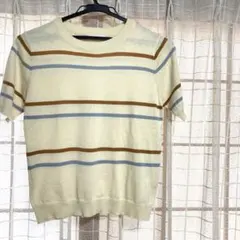 縞模様のトップス　フリーサイズ 薄ベージュ