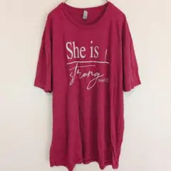 ネクストレベル Tシャツ クルーネック 半袖 プリント 英字 L 赤紫 綿 ポリ