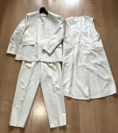 【未使用】アイボリー スーツ ジャケット ワンピース パンツの3点セット