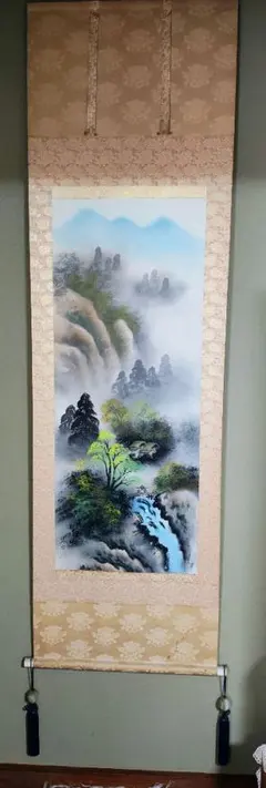 赤富士飛鶴図 掛軸 岳村 肉筆 日本画 縁起物 床の間 - メルカリ
