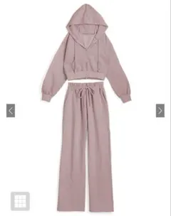 GRL ジップパーカー×キャミ×ワイドパンツ裏起毛セットアップ pm229