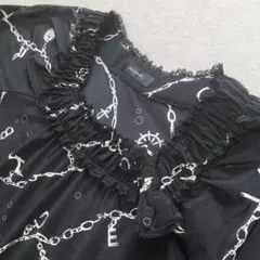 最終価格『美品』インゲボルグ 黒ワンピース ロゴ入りチェーン柄