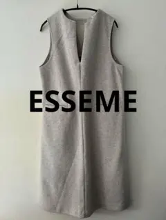 美品★ESSEME★グレー★ウール混ノースリーブ ワンピース Vネックワンピース