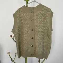 ZARA オリーブグリーン ニットベスト M-L タグ付き