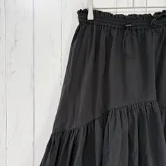チャオパニックティピー 黒 F ウエストドロスト裾切替ティアードロングスカート