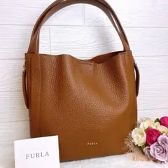 美品☆FURLAフルラ ショルダーバッグ レザー ブラウン 肩掛け A4収納