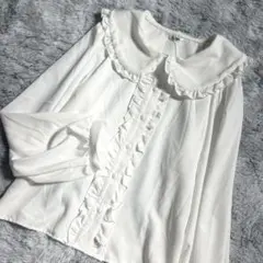 Lutique フリルブラウス インナー 丸襟 白 地雷 量産 長袖 M