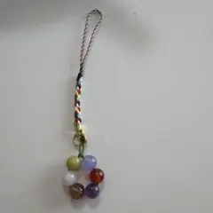 ハンドメイド 多色天然石ビーズストラップ
