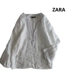 ZARA　ブラウス　シャツ　プルオーバー　長袖　白色　XS