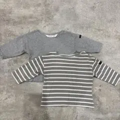 グレー長袖Tシャツ・ボーダーデザイン　futafuta 70センチ