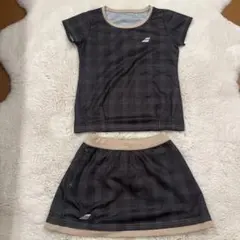 BabolaT テニスウェアセット チェック柄 ダークグレー