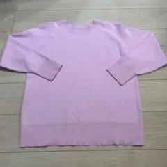 ミラオーウェン　薄紫 ラウンドネック ニット風スウェット