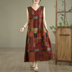 ノースリーブ シンプル 大きいサイズ Vネック I ジャンパースカート フリー