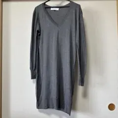 LE CIEL BLEU グレー Vネック長袖薄手ニット F