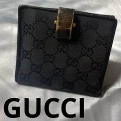 GUCCI グッチ ブラック GG キャンバス 二つ折り財布 コンパクト