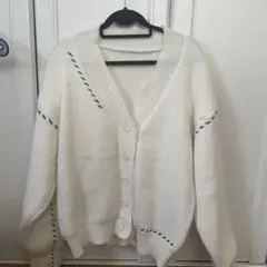 SHEIN 配色ステッチオーバーサイズニットカーディガン