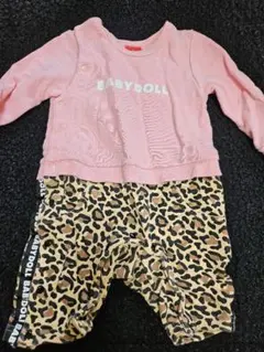 BABY DOLL ピンクレオパードロンパース 70