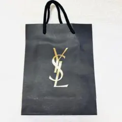 YSL ショップ袋 黒 ロゴ入り 底マチ付き　イブサンローラン