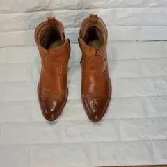 ウエスタンブーツ ブラウン 中ヒール ジッパー付き