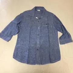 Right-on 麻100% デニム風デザイン BACK NUMBER Lサイズ