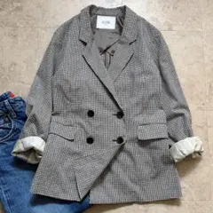 SLOBE IENA リネン混ダブルブレストジャケット テーラードジャケット