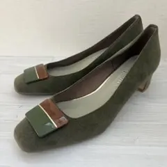 極美品 DAIANA スウェード スクエアトゥスクエアモチーフ パンプス 完売品